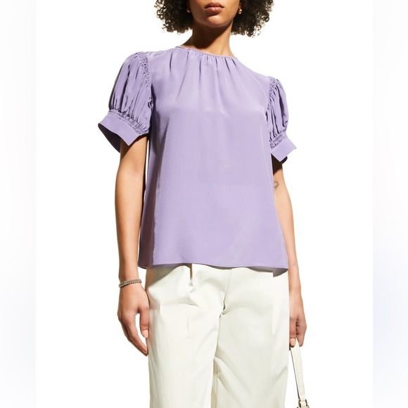 Rebecca Taylor Silk Blouse NWT $295 lilac/ purple gorgeous short sleeve sz small - Picture 1 of 7